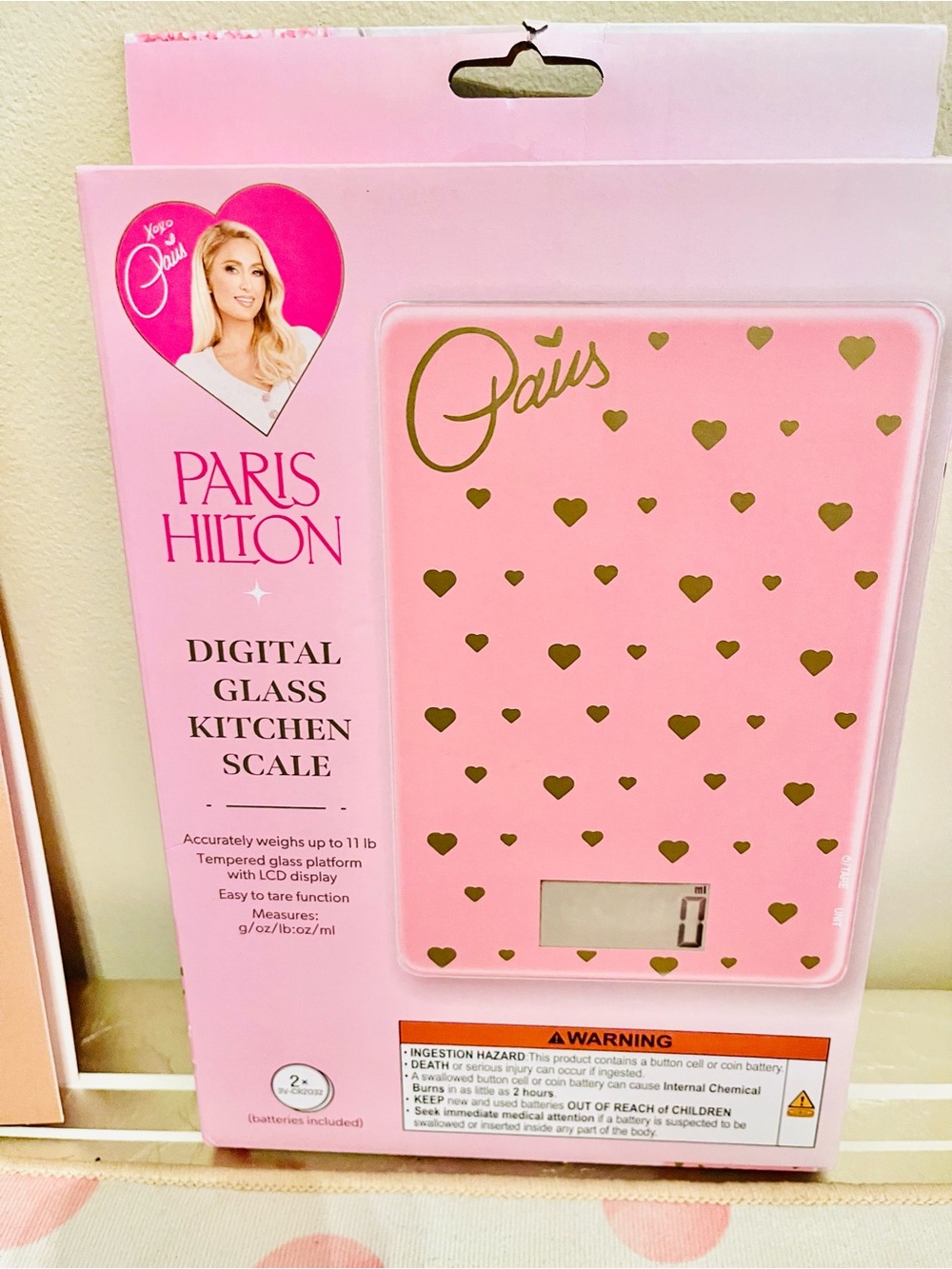Paris Hilton Pink and Gold Digital Glass Kitchen Scale